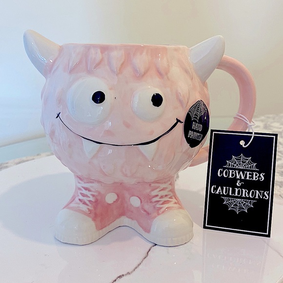 Cobwebs & Cauldrons - Pink Monster in Sneakers - 20oz Ceramic Mug - Picture 1 of 5
